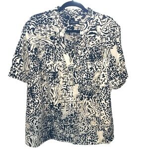 Mixed Floral Animal Print Blouse- 1X